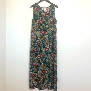 Vintage Midi Shift Dress with Patch Pocket Floral print House Dress Beach cover